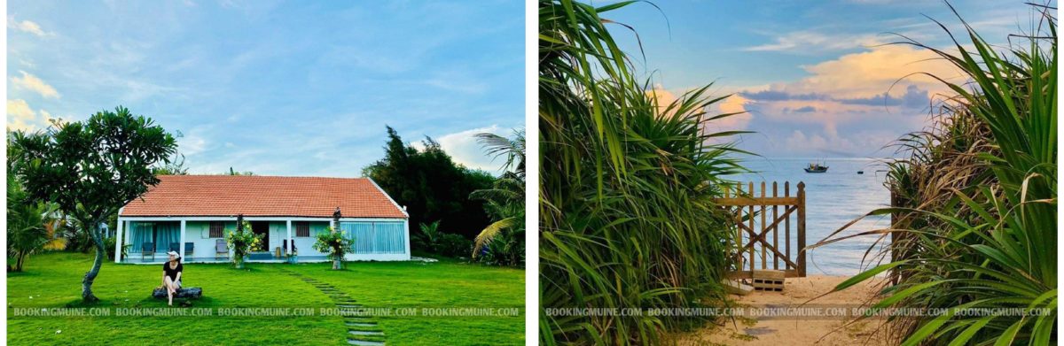 Nhà, sân cỏ và lối ra biển của Beach House 2 phòng ngủ