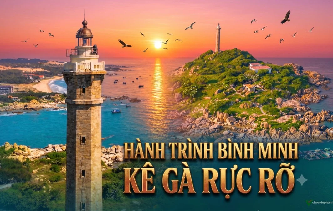 Hải đăng Kê Gà nhìn từ bờ biển