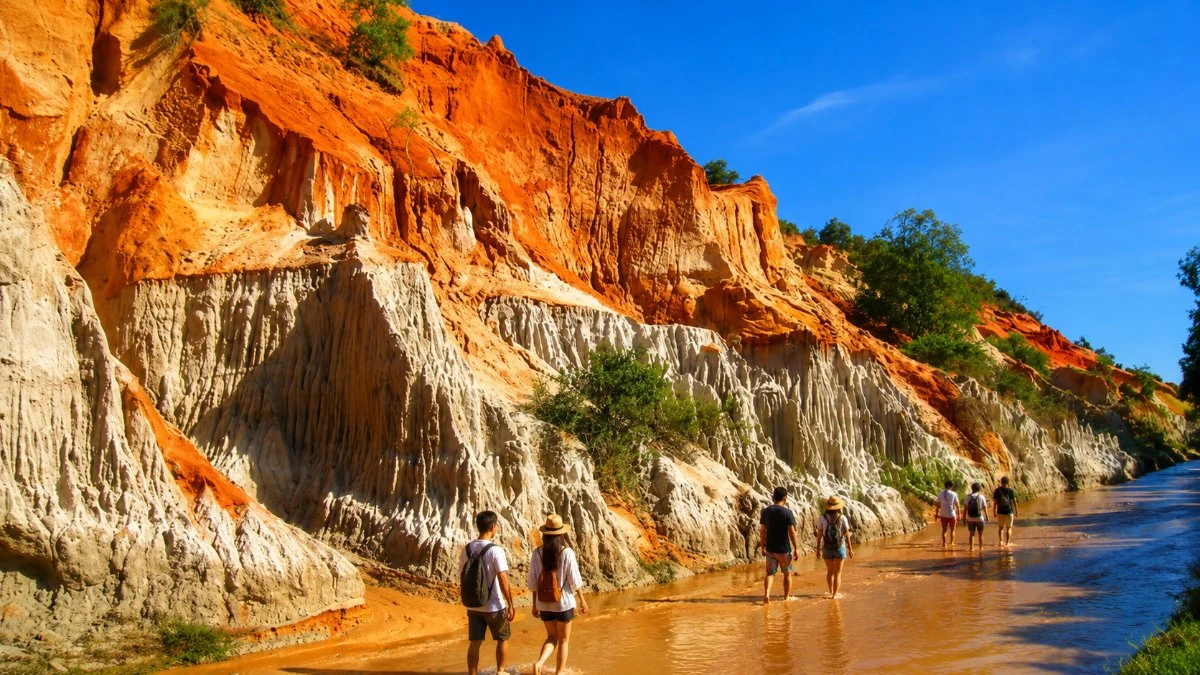Đoạn suối đẹp nhất với vách cát dựng cao hai bên