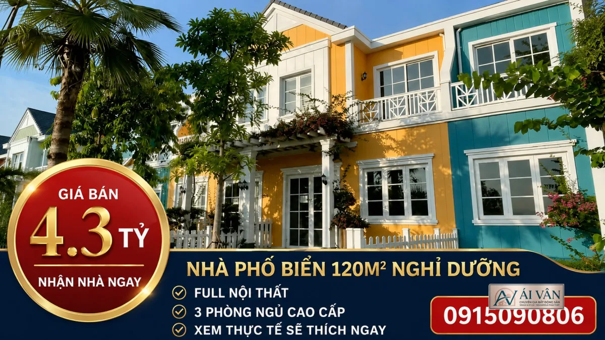Nhà phố NovaWorld Phan Thiết – Full nội thất, Cần bán căn nhà phố biển cực đẹp, đã hoàn thiện full nội thất cao cấp như hình – chỉ việc xách vali vào ở. Diện tích đất 120m², diện tích xây dựng 126m², thiết kế 3 phòng ngủ – 3WC. NỘI THẤT CAO CẤP.