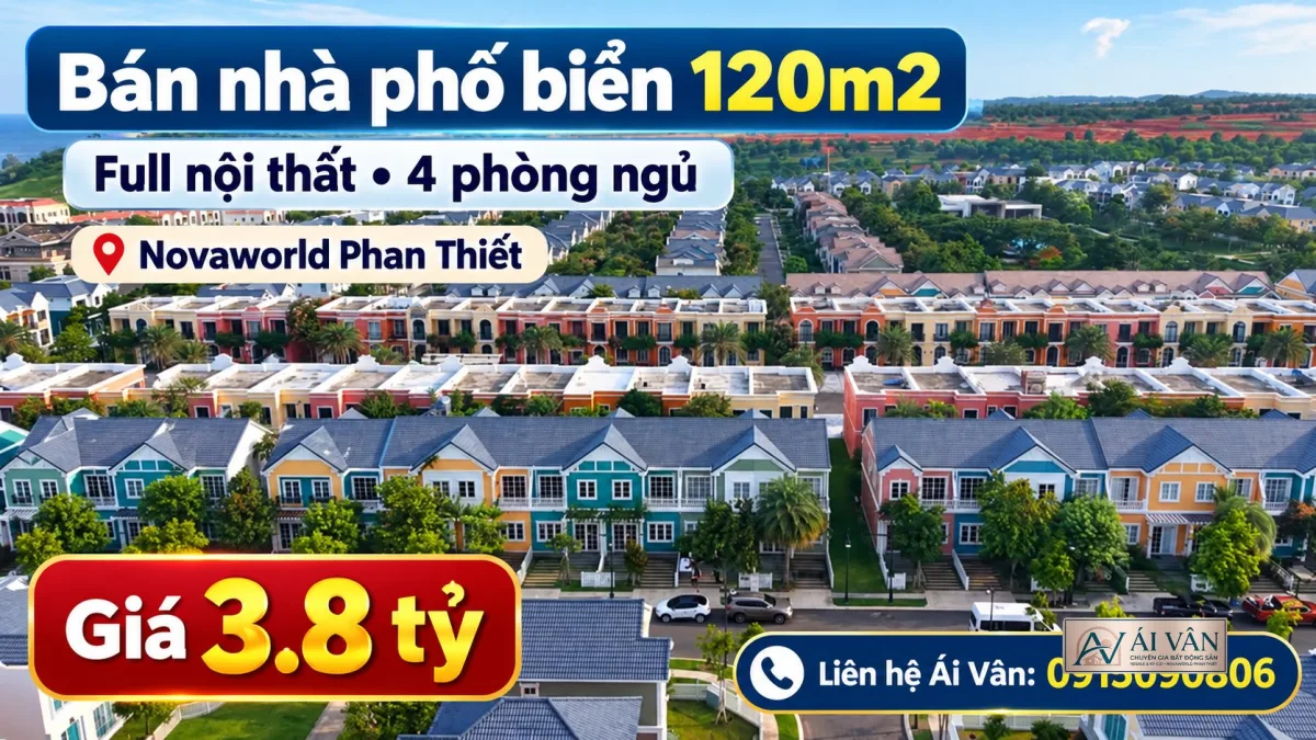 Nhà phố NovaWorld Phan Thiết – NHÀ PHỐ BIỂN 120M2 NGHỈ DƯỠNG FULL NỘI THẤT 4 PHÒNG NGỦ