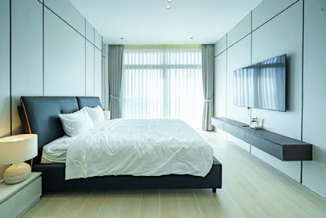 Phòng ngủ master sau khi hoàn thiện nội thất tại villa NovaWorld Phan Thiết