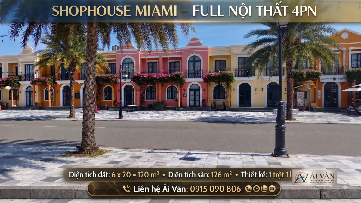Shophouse Maiami full nôi thất nằm trên trục đường 20m chính dự án