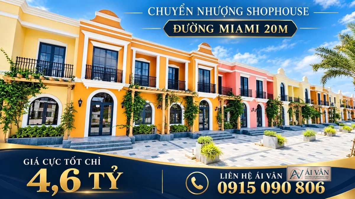 Shophouse NovaWorld Phan Thiết – CHUYỂN NHƯỢNG SHOPHOUSE ĐƯỜNG MIAMI 20M - GIÁ CỰC TỐT CHỈ 4.6 TỶ