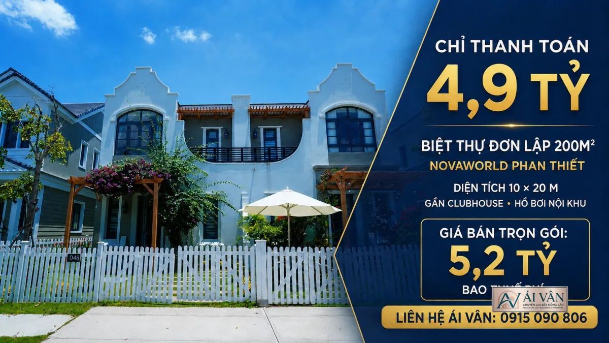 Biệt thự đơn lập NovaWorld Phan Thiết Florida – Nhà thô, Nằm gần Clubhouse, Hồ bơi nội khu