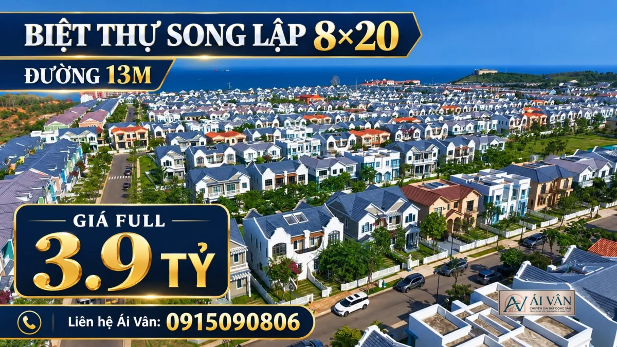 Biệt thự song lập NovaWorld Phan Thiết – Biệt Thự song Lập 8x20 Đường 13M Giá Full 3.9 Tỷ