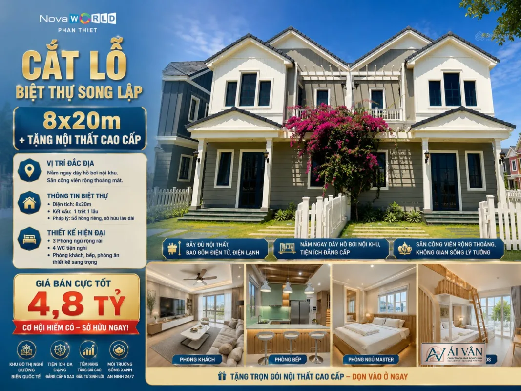 Cắt lỗ biệt thự song lập Khu 3 full nội thất